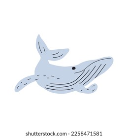 Whale, ocean aniaml. Sealife in Scandinavian style on a white background. Great for poster, card, apparel print. Vector illustration