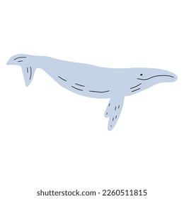 Whale, ocean aniaml. Sealife in Scandinavian style on a white background. Great for poster, card, apparel print. Vector illustration