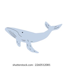 Whale, ocean aniaml. Sealife in Scandinavian style on a white background. Great for poster, card, apparel print. Vector illustration