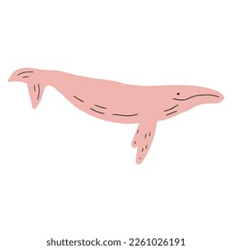 Whale, ocean aniaml. Sealife in Scandinavian style on a white background. Great for poster, card, apparel print. Vector illustration