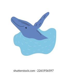 Whale, ocean aniaml. Sealife in Scandinavian style on a white background. Great for poster, card, apparel print. Vector illustration