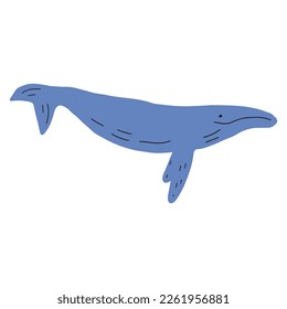 Whale, ocean aniaml. Sealife in Scandinavian style on a white background. Great for poster, card, apparel print. Vector illustration