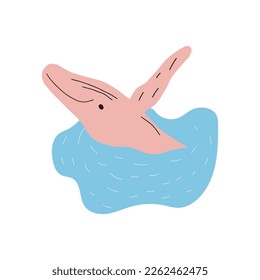 Whale, ocean aniaml. Sealife in Scandinavian style on a white background. Great for poster, card, apparel print. Vector illustration