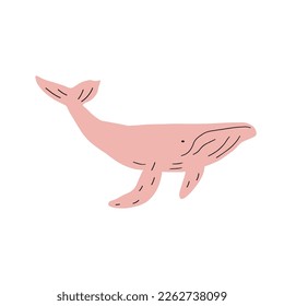 Whale, ocean aniaml. Sealife in Scandinavian style on a white background. Great for poster, card, apparel print. Vector illustration