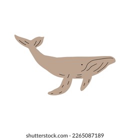 Whale, ocean aniaml. Sealife in Scandinavian style on a white background. Great for poster, card, apparel print. Vector illustration