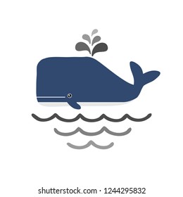 Whale in the ocean cartoon.