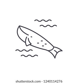 Whale in the ocean line icon concept. Whale in the ocean vector linear illustration, symbol, sign
