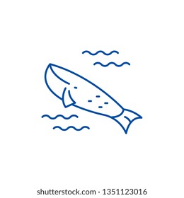 Whale in the ocean line icon concept. Whale in the ocean flat  vector symbol, sign, outline illustration.