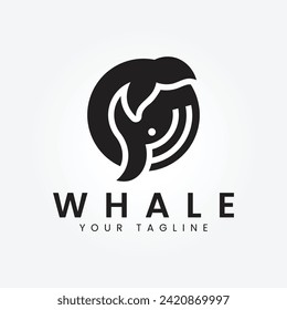 whale ocean logo vector minimalist illustration design, sea whale logo design