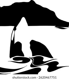 Whale in ocean at Mountain View vector illustration 