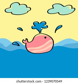 Whale in the ocean vector eps10