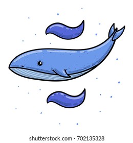 Whale ocean / vector icon whale / cartoon whale illustration /