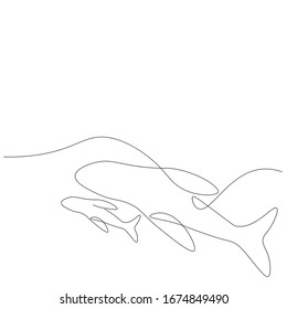 Whale on ocean, vector illustration