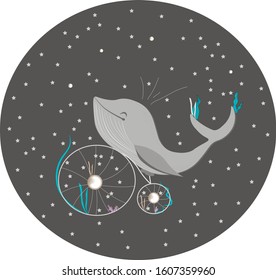 Whale on a retro bicycle 