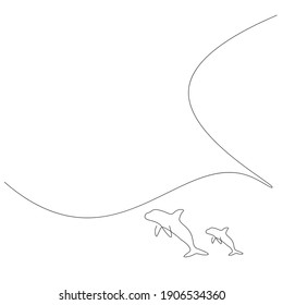 Whale on sea, vector illustration