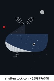 Whale on a space background