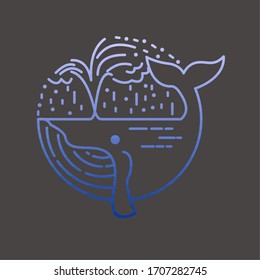 whale on the water monoline design