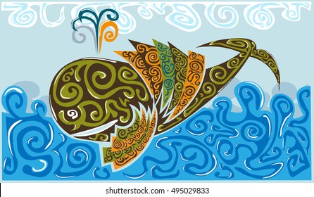 Whale on waves