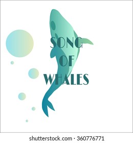 Whale on a white background. Song of whale. Simple and elegant illustration. Vector, eps 10