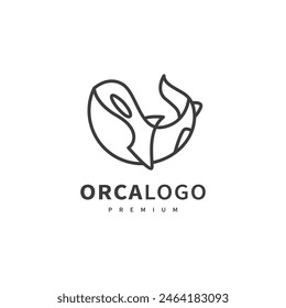 whale orca icon logo design with line art vector illustration 2