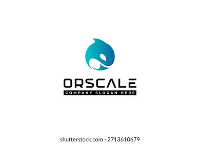 Vector de estilo plano de Plantilla de símbolo de diseño de logotipo de orca de ballena