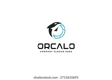 Vector de estilo plano de Plantilla de símbolo de diseño de logotipo de orca de ballena