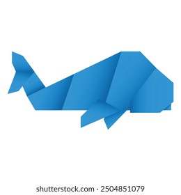 Whale origami. Abstract whale origami logo design. Animal origami. Paper origami. Vector illustration