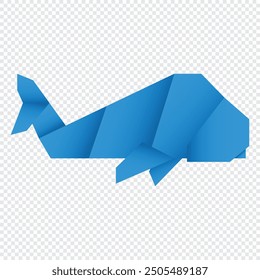 Whale origami. Abstract whale origami logo design. Animal origami. Paper origami. Vector illustration