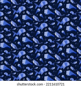 Whale Origami Design-Muster können für Muster, Kleidung, Wallapier Design-Anforderungen verwendet werden