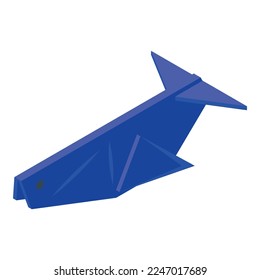Whale origami icon isometric vector. Paper animal. Folded cute
