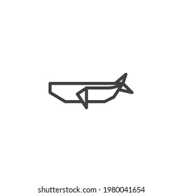 Whale origami line icon. linear style sign for mobile concept and web design. Paper whale outline vector icon. Symbol, logo illustration. Vector graphics