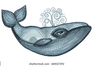 Whale, ornamental animals  vector