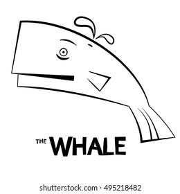 Whale - Outline Fish Isolated on White Background
