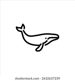 Whale outline icon. Whale side view black line illustration.