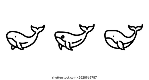 whale outline or line icon design bundle.