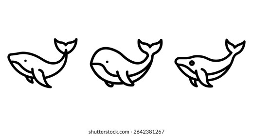 whale outline or line icon design bundle.
