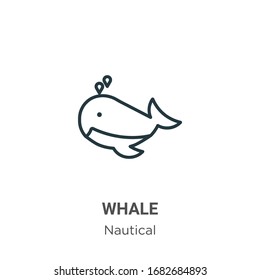 Whale outline vector icon. Thin line black whale icon, flat vector simple element illustration from editable nautical concept isolated stroke on white background