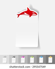 whale paper sticker with shadow. Vector illustration