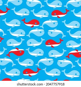 whale pattern background wallpaper vector illustration editable