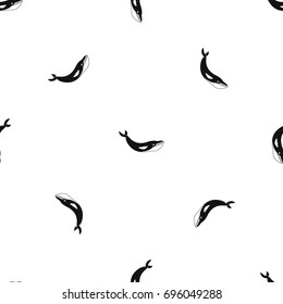Whale pattern repeat seamless in black color for any design. Vector geometric illustration