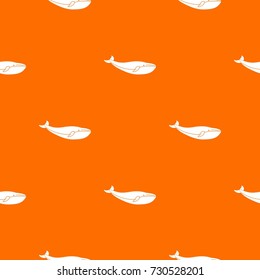Whale pattern repeat seamless in orange color for any design. Vector geometric illustration