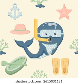 Whale pattern summer sea travel