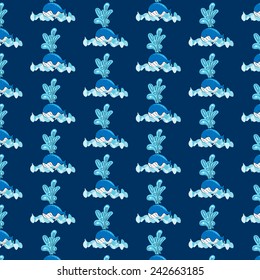 whale pattern vector on blue black background