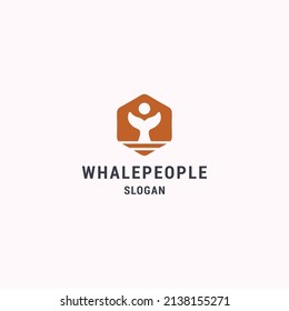 Whale people logo icon design template vector illustration