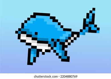 whale pixel art design for marine animal content