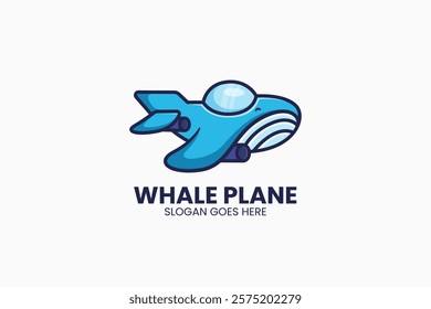 Whale Plane Logo. Vector Illustration