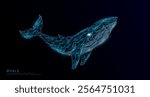 Whale polygon. Fish or deep sea animals on a dark background. For design various advertising media. Vector EPS10.