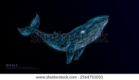 Whale polygon. Fish or deep sea animals on a dark background. For design various advertising media. Vector EPS10.