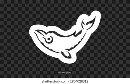 Whale print in Polynesia style. Isolated. Vector