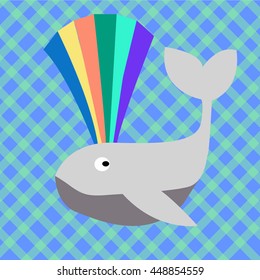 whale rainbow vector illustration